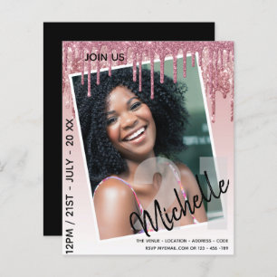 BUDGET 21st Birthday PHOTO Dripping Glitter Invite