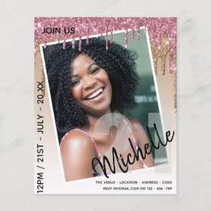 BUDGET 21st Birthday PHOTO Dripping Glitter Invite