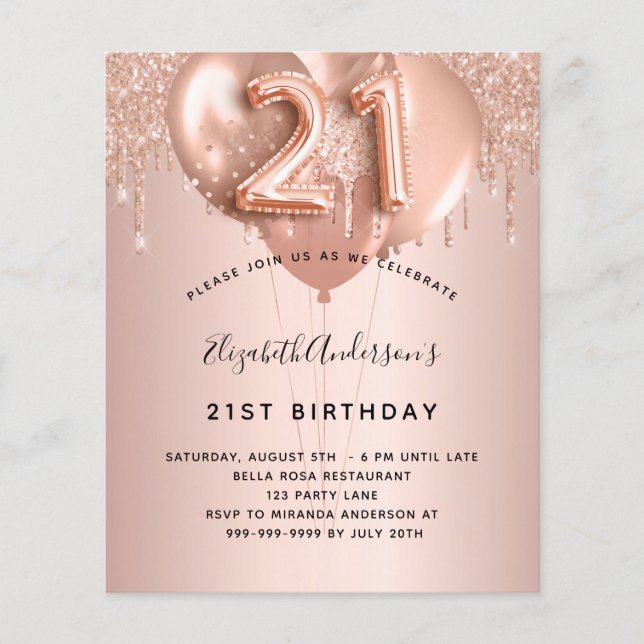 Budget 21st birthday rose gold blush balloons (Front)