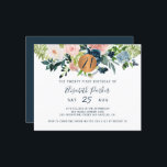 Budget 21st floral birthday party Invitation<br><div class="desc">Peach cream, blush pink, ivory and navy blue bohemian pastel flowers bouquets with sage green greenery foliage and a round faux metallic gold copper glitter circle making a modern glam horizontal feminine milestone twenty first / any age birthday party invitation with a trendy chic fully editable typography script. Suitable for...</div>