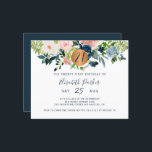 Budget 21st floral birthday party Invitation<br><div class="desc">Peach cream, blush pink, ivory and navy blue bohemian pastel flowers bouquets with sage green greenery foliage and a round faux metallic gold copper glitter circle making a modern glam horizontal feminine milestone twenty first / any age birthday party invitation with a trendy chic fully editable typography script. Suitable for...</div>