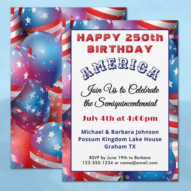 Budget 250th Birthday America Celebration Invite (Creator Uploaded)