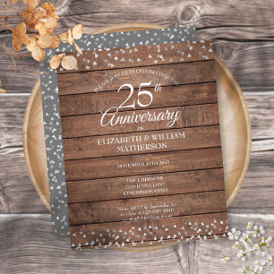 Budget 25th Anniversary Rustic Hearts Invitation