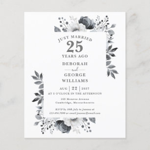 Budget 25th Wedding Anniversary Floral Invitation