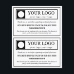 Budget 2 in 1 Thank You Discount Code Flyer<br><div class="desc">Thank you for your order card you can cut in two for two identical insert cards personalised with your logo,  discount code,  social media,  and website. Add a discount disclaimer as well and a thank you message.</div>