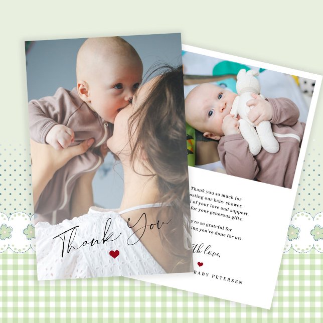 Budget 2 photo baby simple thank you card (Creator Uploaded)