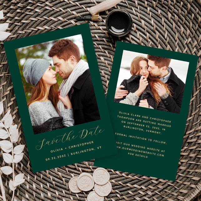 Budget 2-Photo Emerald Gold Save the Date (Creator Uploaded)