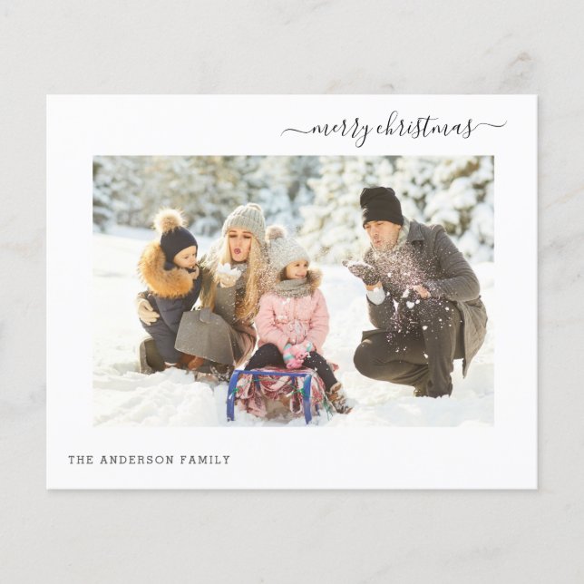 Budget 2 Photo Holiday Modern Minimal 2024 Card (Front)