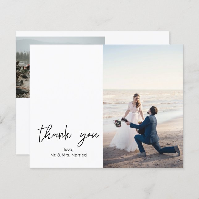 Budget 2 Photo Modern Calligraphy Thank You (Front/Back)