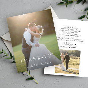 Budget 2 photo modern typography wedding thank you