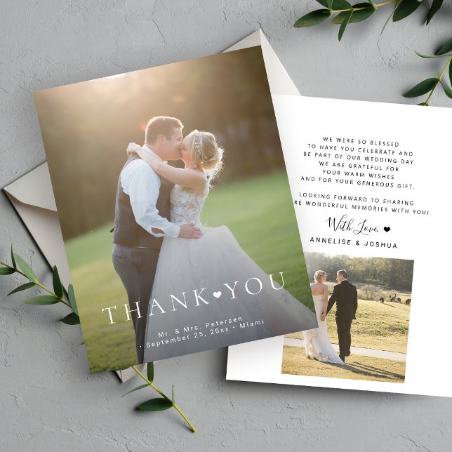 Budget 2 photo modern typography wedding thank you (Creator Uploaded)