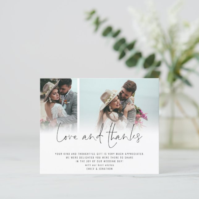 Budget 2 Photo QR Code Script Wedding Love Thanks (Standing Front)