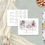 Budget 2 Photos 2025 Calendar Merry Christmas<br><div class="desc">Budget Modern 2 Photos Family Script 2025 Calendar Merry Christmas. A budget price smaller 4.5 x 5.6 “ alternative on 110lbs, similar in thickness to a postcard. There is ONE per sheet. Simply replace the two sample photos with your own and personalise with your greeting and names at the bottom....</div>