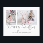 Budget 2 Photos 2026 Calendar Merry Christmas<br><div class="desc">Budget Modern 2 Photos Family Script 2026 Calendar Merry Christmas. A budget price smaller 4.5 x 5.6 “ alternative on 110lbs, similar in thickness to a postcard. There is ONE per sheet. Simply replace the two sample photos with your own and personalise with your greeting and names at the bottom....</div>