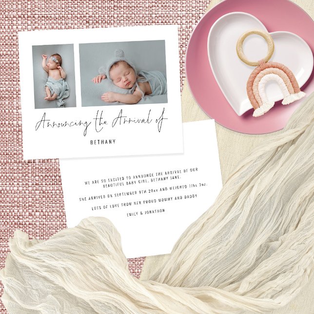 Budget 2 Photos Announcing Arrival Birth Announce (Creator Uploaded)