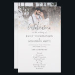 Budget 2 Photos Overlay Script Wedding Program<br><div class="desc">Budget 2 Photos Overlay Script Wedding Program. A LARGER size 5.5” x 8.5” at a budget price Modern minimalist style with your photo to the top edge behind a graduated tint layer with the text partially overlaid on top of your image at the bottom. Choose a different photo for the...</div>