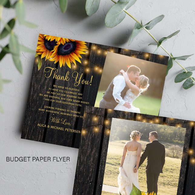 Budget 2 photos rustic wedding thank you card (Creator Uploaded)