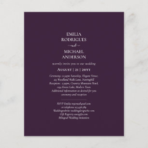 BUDGET 2in1 Bilingual Wedding Invite Plum Purple Flyer