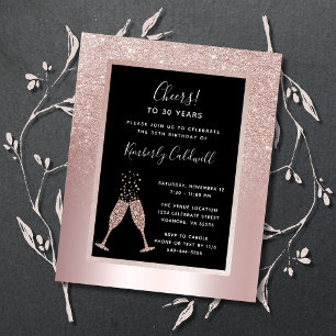 Budget 30th Birthday Champagne Toast Party Invite