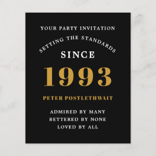 Budget 30th Birthday Invitation 1993 Black Gold Flyer