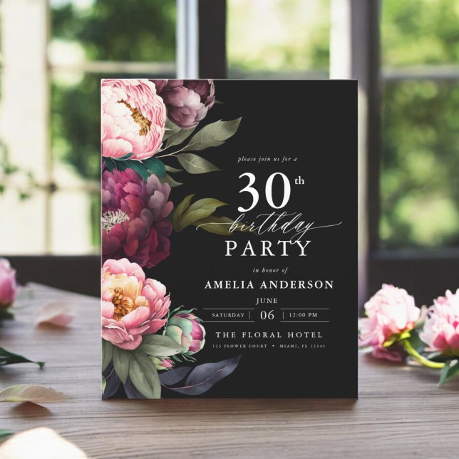 Budget 30th Birthday Moody Floral Invitation (Creator Uploaded)