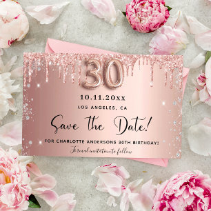 Budget 30th birthday rose glitter save the date