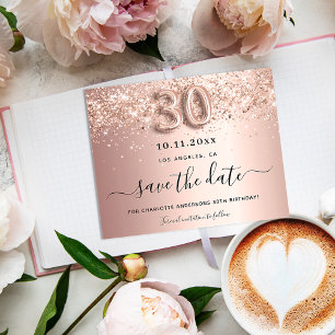 Budget 30th birthday rose glitter save the date