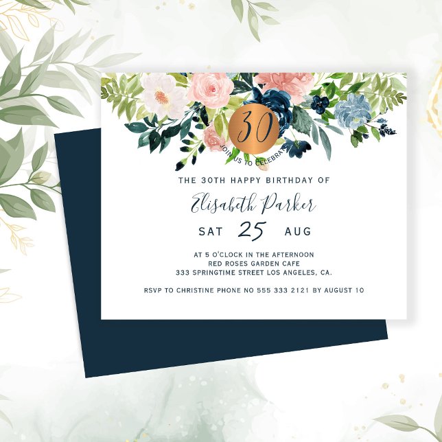 Budget 30th floral birthday party Invitation (Creator Uploaded)