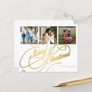 Budget 3 photo collage Christmas Holiday Card
