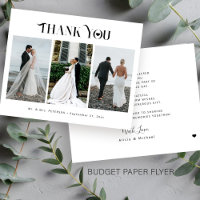 Budget 3 photo collage modern wedding thank you