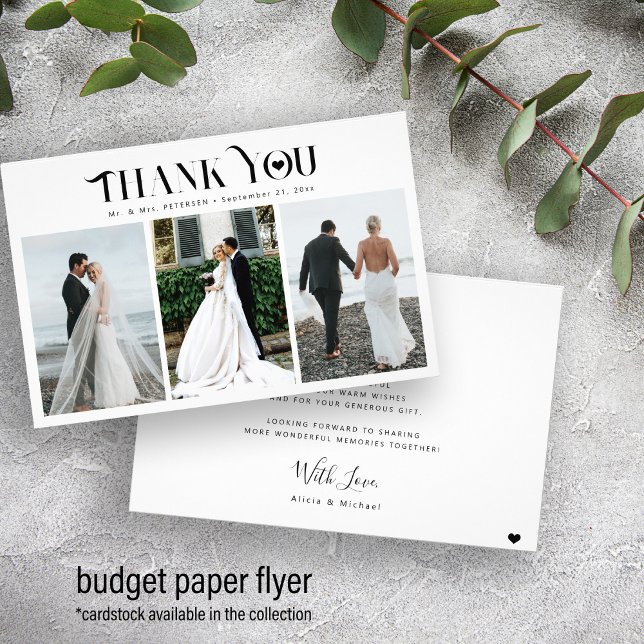 Budget 3 photo collage modern wedding thank you flyer (Creator Uploaded)