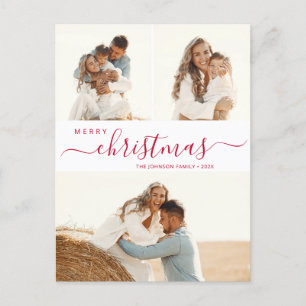 Budget 3 Photo Collage Script Christmas Holiday Postcard