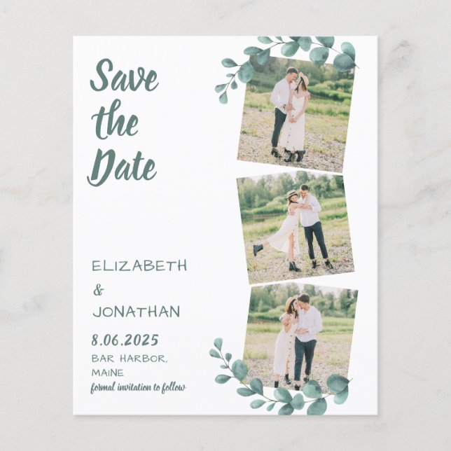 Budget 3 Photo Eucalyptus Botanical Save The Date (Front)
