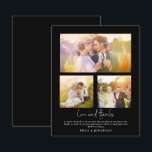 BUDGET 3 photo Love Thanks Wedding Black Thank You<br><div class="desc">A value for money BUDGET alternative on a smaller size 4.5 x 5.6” semi-gloss 110lbs weight, which is of similar thickness to a postcard (however is not suitable to use as a postcard.). PLEASE NOTE there is ONE per sheet. BUDGET 3 photo Love Thanks Wedding Black Thank You A set...</div>
