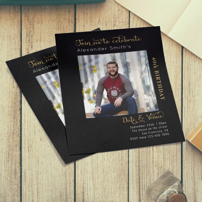 Budget 40th Birthday Black Invitation Flyer (Creator Uploaded)