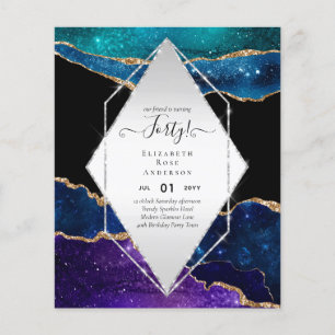 Budget 40th Birthday Glitter Foil Pink Girly Flyer