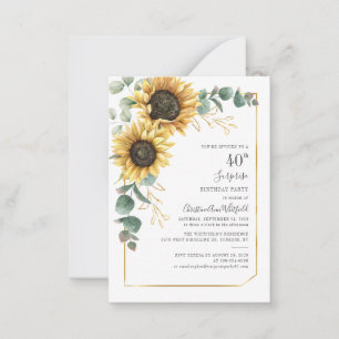 Budget 40th Birthday Sunflower Eucalyptus Floral Card