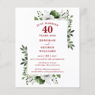 Budget 40th Wedding Anniversary Floral Invitation