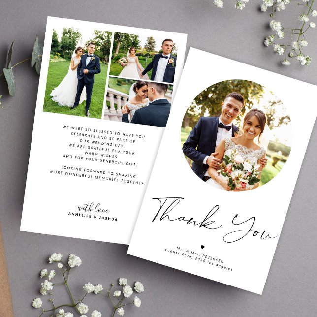 Budget 4 photo calligraphy wedding thank you (Creator Uploaded)