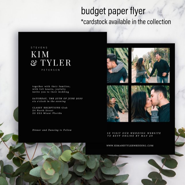 Budget 4 photo collage modern wedding invitation flyer (Creator Uploaded)