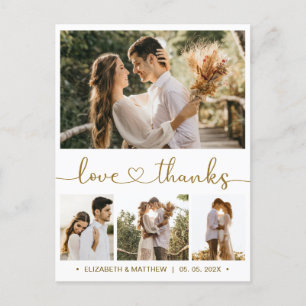 Budget 4 Photo Collage Wedding Thank You Postcard