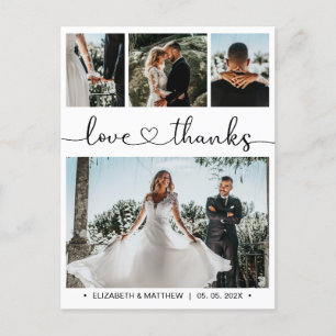 Budget 4 Photo Collage Wedding Thank You Postcard