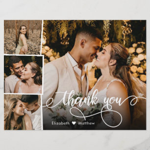 Budget 4 Photo Collage Wedding Thank You Script Flyer