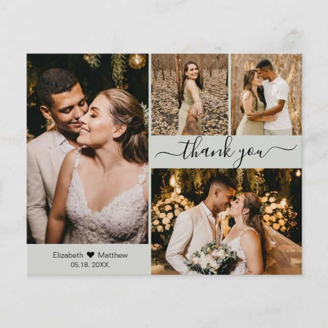 Budget 4 Photo Collage Wedding Thank You Script Flyer (Front)
