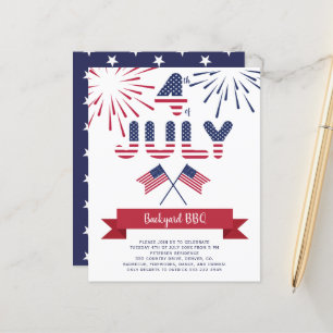 Budget 4th of July bbq patriotic party invitation