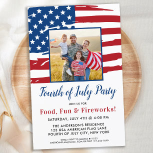 Budget 4th Of July Party Family Photo Invitation