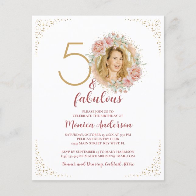 Budget 50 and Fabulous 50th Birthday Party Glitter (Front)