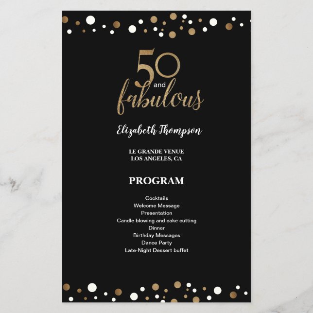 Budget 50 and fabulous fiftieth Birthday Program (Back)