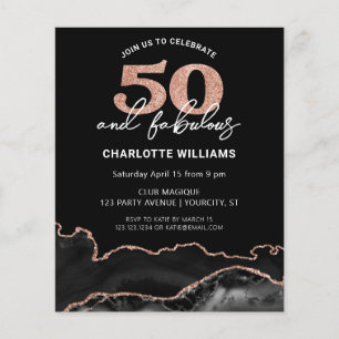 Budget 50 Fabulous Rose Glitter Birthday Invite