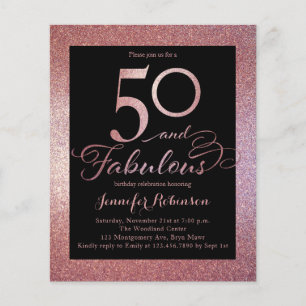 Budget 50 Fabulous Rose Gold Birthday Invitation